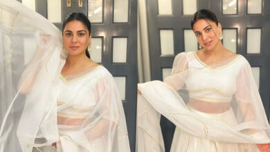 Photos: Shraddha Arya's latest look in a white lehenga with a fusion of styles