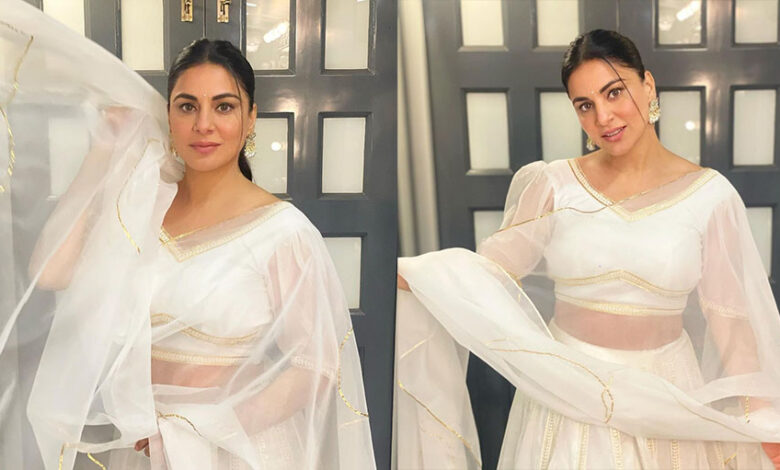 Photos: Shraddha Arya's latest look in a white lehenga with a fusion of styles