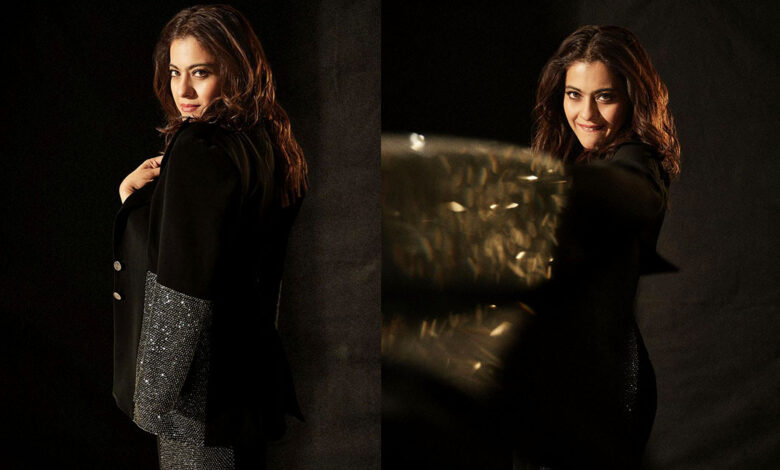 Kajol looks stunning in a black pantsuit, exuding her diva charm