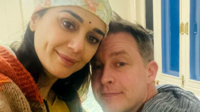 Preity Zinta and her husband visit Hateshwari Mata Temple in Shimla with their children