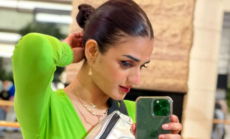 Hira Mani Stuns in Parrot Green Shirt, Making a Vibrant Style Statement