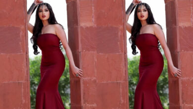 Jannat Zubair Radiates Elegance in a Striking Red Bodycon Dress