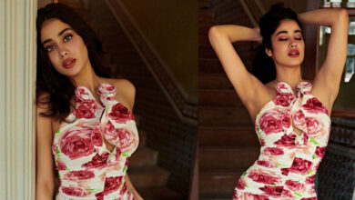 Janhvi Kapoor Radiates Elegance in a Stunning Pink Floral Dress