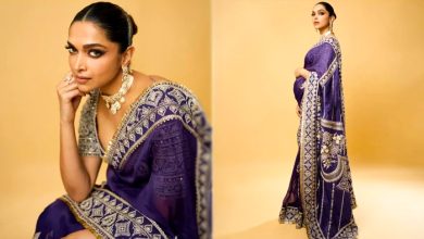 Deepika's Purple Saree Nods to Madhuri's Classic Style