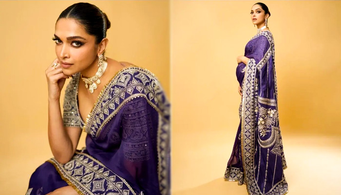 Deepika's Purple Saree Nods to Madhuri's Classic Style